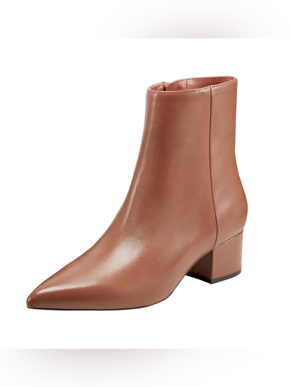 Marc Fisher Gismo Block Heel Dress Booties Dark Tan Leather 8M
